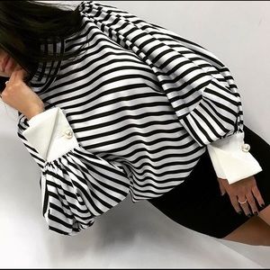 White and black casual blouse